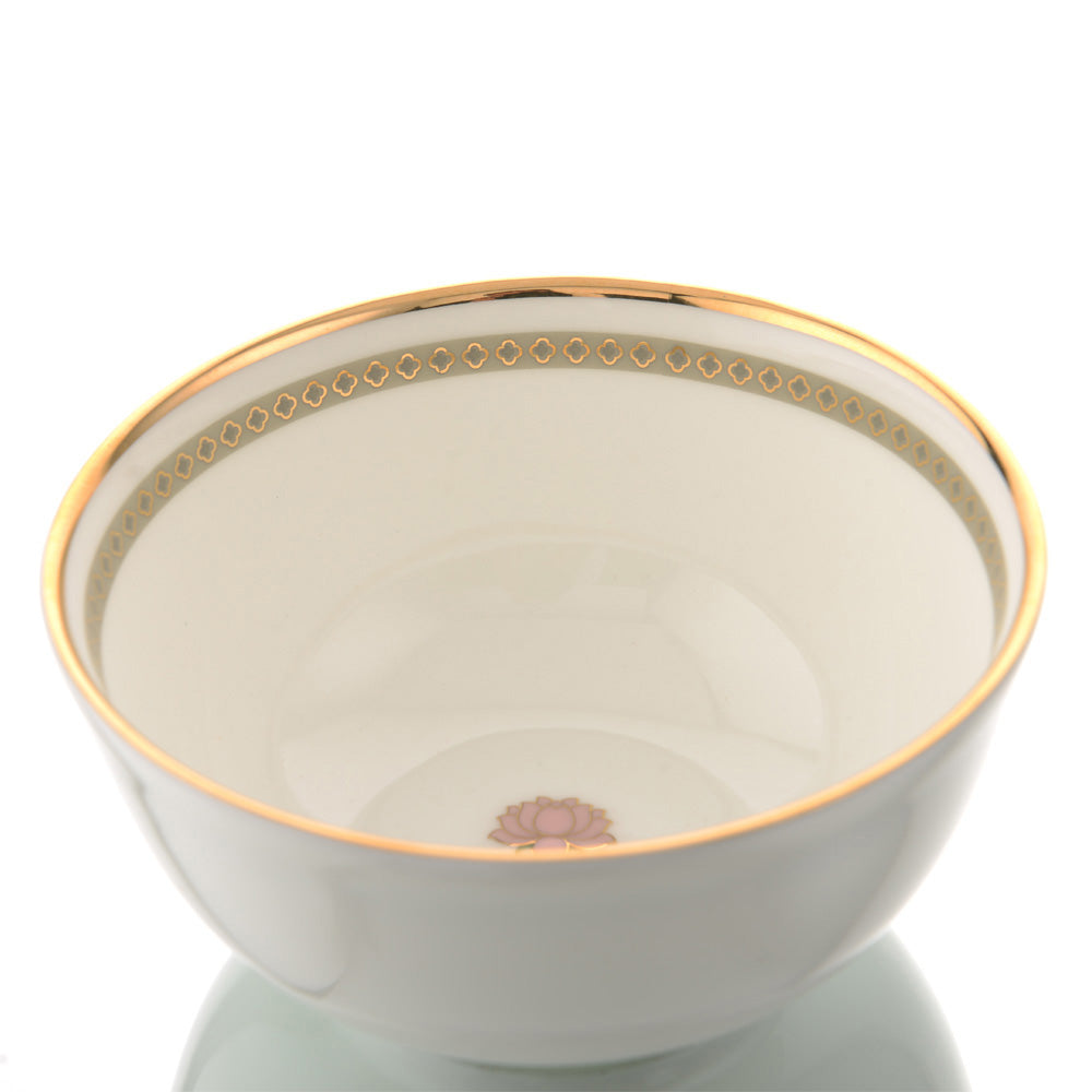 Kaunteya Pichwai Premium Gift Set- Lightweight, fine bone china, tableware, luxury pink cookie plate, 2 soup bowls, gift box, 24K gold plated, beautiful pink and white crockery with intricately designed cows and lotuses.