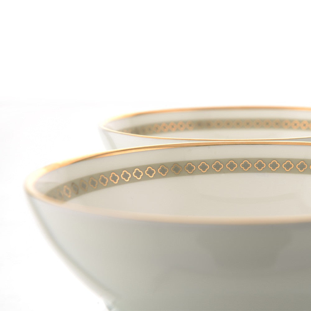 Kaunteya Pichwai Premium Dip Bowl- Lightweight, fine bone china, tableware, luxury Katori, set of 2, 24K gold plated, beautiful gold and white crockery with intricately designed pink lotuses.
