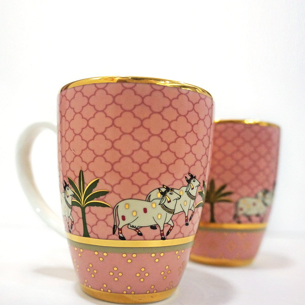 Pichwai Coffee Set (Pink) (8 Pcs)